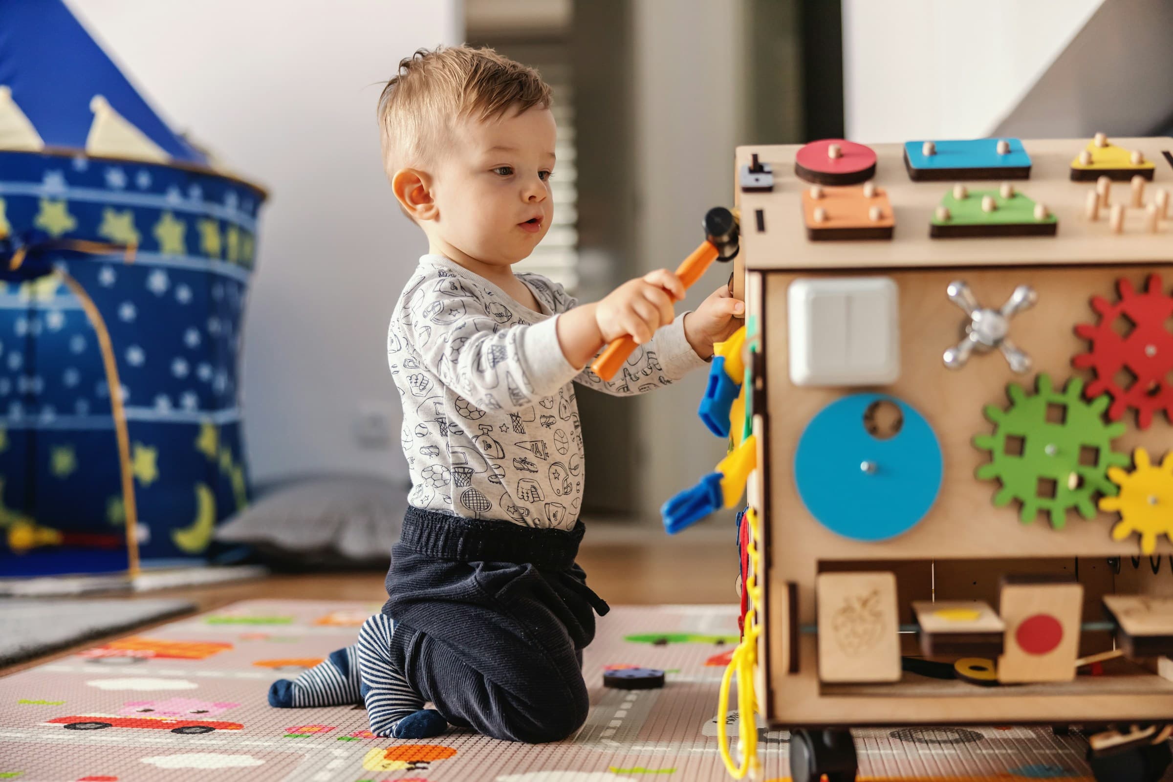 Toddler care activity with playful learning